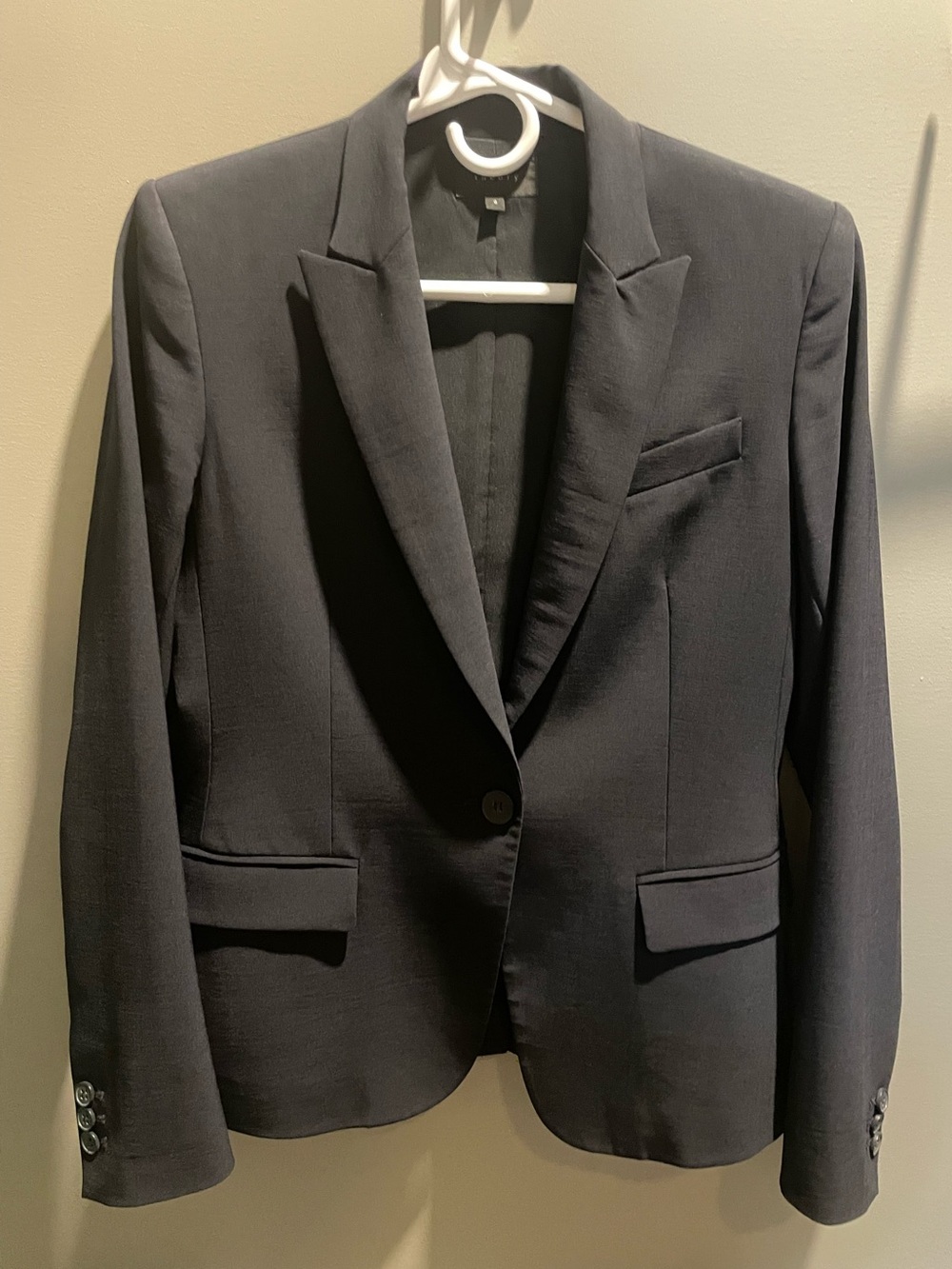 Theory Navy Single-Button Tailored Women’s Blazer Size 6
